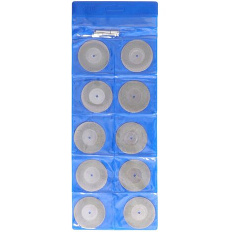 10 feine 50-mm-Diamantscheiben zum Schneiden und Schleifen von Metall, Holz und Stein – 10er-Pack mit Schaft