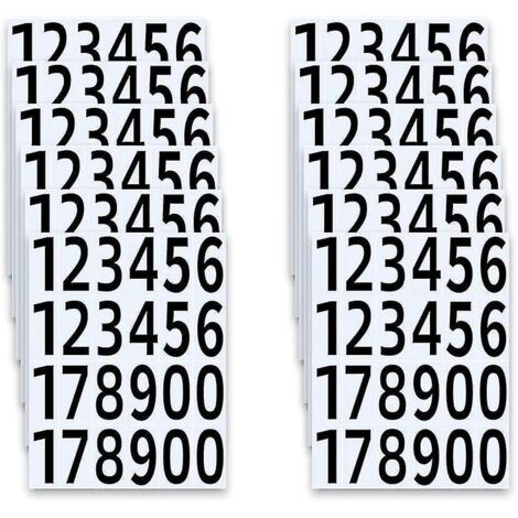 10 feuilles d'autocollants chiffres en vinyle autocollant imperméable pour boîtes aux lettres, portes, fenêtres, salles de classe, résidences.