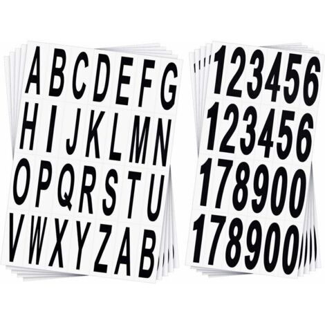 10 feuilles d'autocollants numéros et lettres pour boîte aux lettres, autocollants noirs en vinyle pour adresse maison, appartement, fenêtre, porte, voiture ou camion
