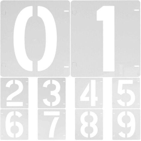 10 feuilles de pochoirs de chiffres pour peinture, pochoirs en plastique, pochoirs de chiffres style ferme, modèles blancs