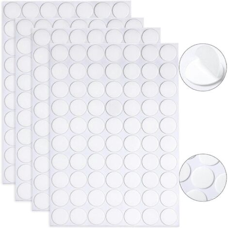 10 feuilles de ruban adhésif double face de 20 mm, autocollantes rondes amovibles, pâte adhésive transparente