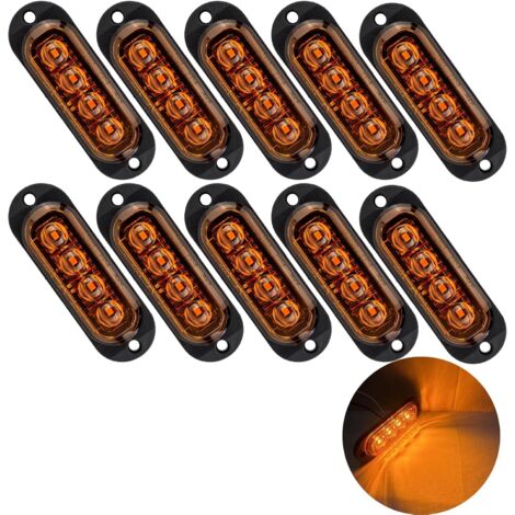 10 feux de position latéraux à LED 4 LED 12/24 V, feux de position à LED 3000 K, feux de signalisation pour remorque, camion,