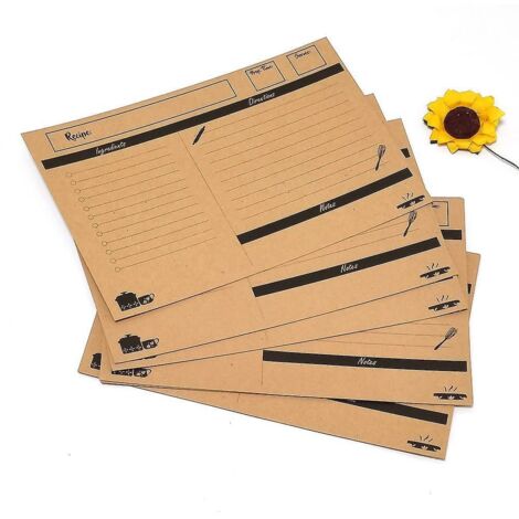10 fiches recettes en papier kraft double face 10 x 15 cm