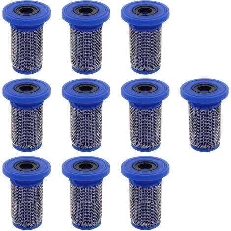 10 filtros de malla azul de 50 mallas para boquillas de pulverización, filtros de malla tipo sombrero para pulverizadores de mochila con toma de fuerza.