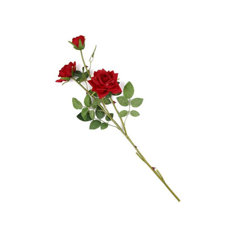 Image of Asiashopping - 10 fiori artificial tris mazzo rose rosse finte decorazione piccolo matrimonio