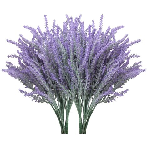 10 fleurs artificielles de lavande violette, fleurs de lavande artificielles floquées pour la maison, le bureau, Noël et les anniversaires