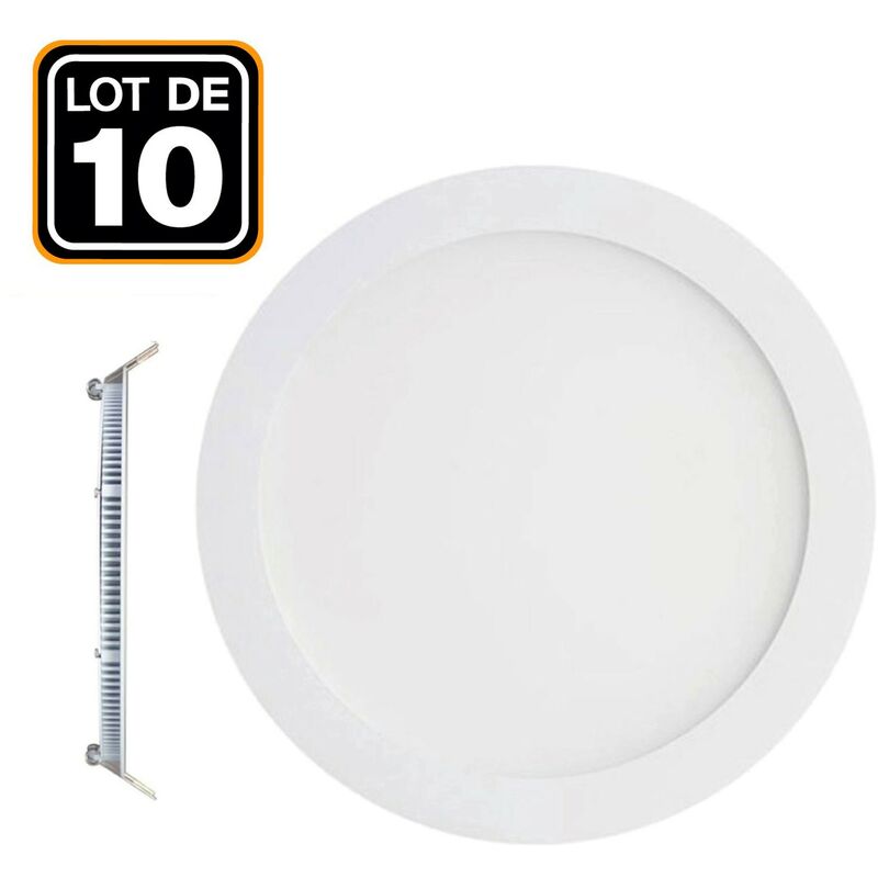 

10 focos empotrables led 15 W redondo extraplano - Blanco cálido 2700 K