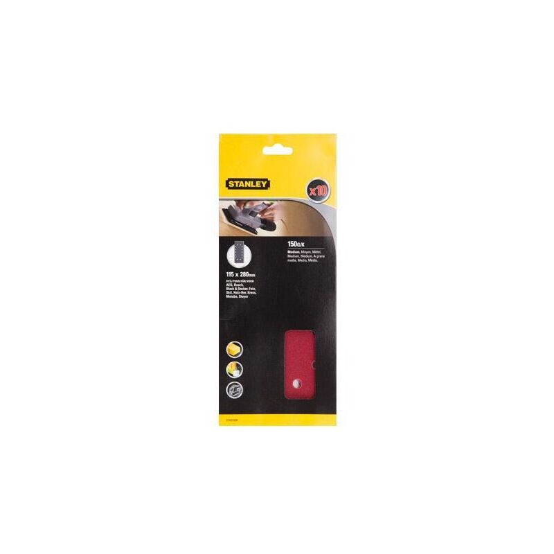 10 fogli abrasivi 115X280MM. 14FORI grana 150 - Stanley