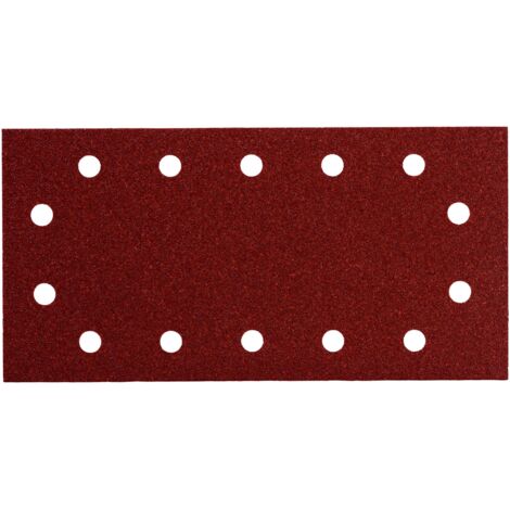 10 FOGLI ABRASIVI AUTOADERENTI 14 FORI 115X230 MM P 80