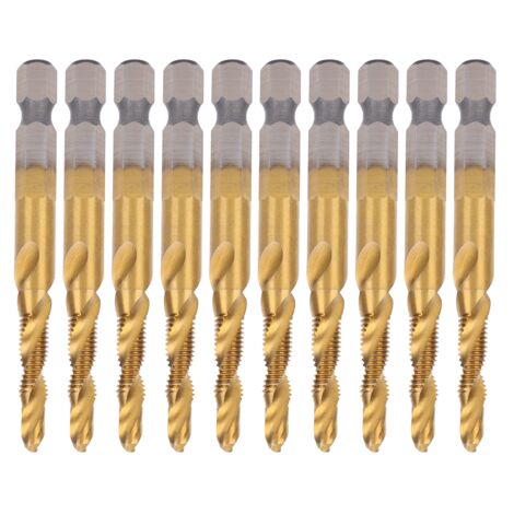 10 Forets à tarauder HSS 6.1, queue carrée, revêtement Titane, pour visserie M5, outils manuels