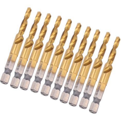 10 Forets à tarauder HSS 6.1, queue carrée, revêtement Titane, pour visserie M5, outils manuels
