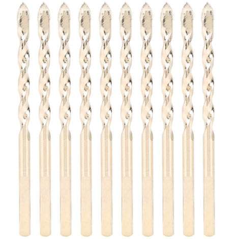 10 forets hélicoïdaux en carbure cémenté de 6 mm de diamètre et de 100 mm de long pour le perçage du verre et de la céramique