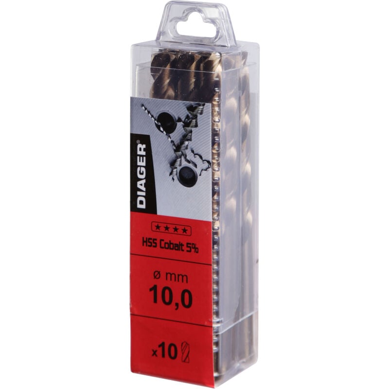 Diager - Pack de 10 - Foret métal Cobalt hss 5% - 700 ø 4,2 Long. Utile 43 Long. totale 75