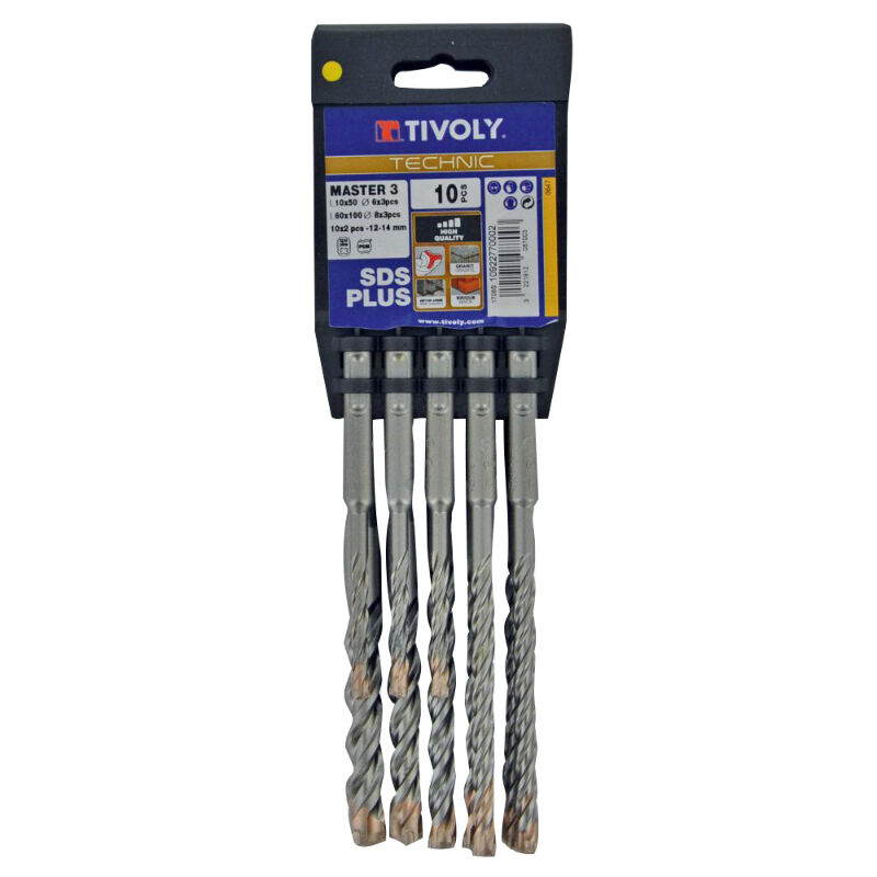 Tivoly - 10 forets MASTER3 sds+ 3 Taillants l 110- 160mm ø 6 à 14mm 10922770002