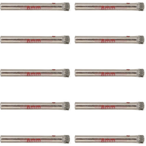 10 Fraises à Trous 6mm en Acier Rapide, Tige Ronde pour Bois, Verre, Marbre et Métal