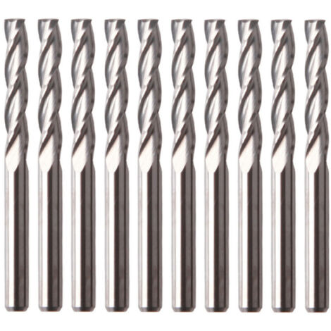 10 fresas de acero de tungsteno sin grabado (fresa de tres filos 3,175x22)