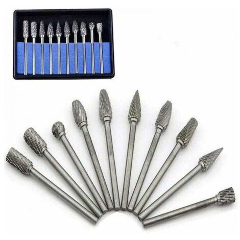 10 fresas rotativas de carburo de tungsteno, cabezal de pulido de metal para herramientas rotativas, pulido y carpintería, grabado y pulido de metales, Starlight