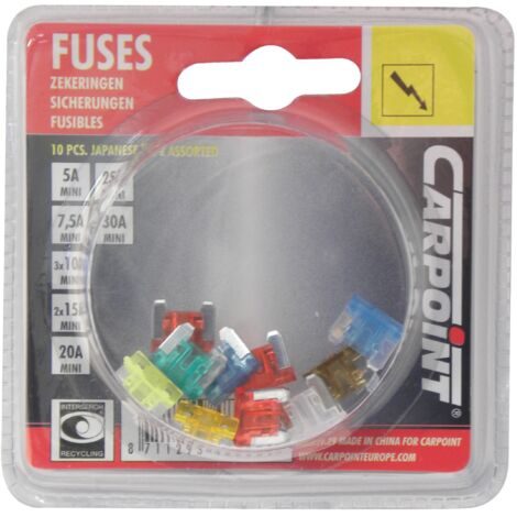 10 Fusibles Low profile assortis 5A 7.5A 10A 15A 20A 25A 30A
