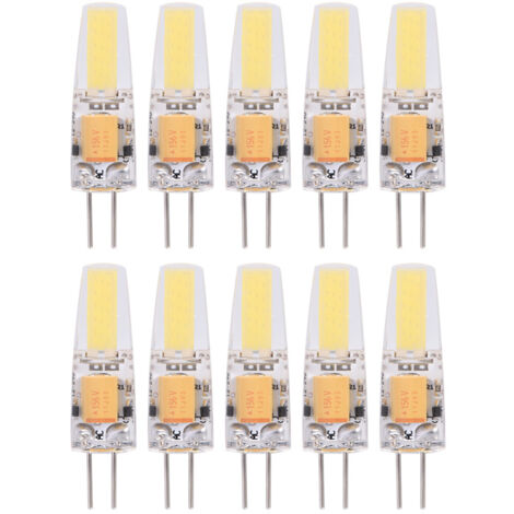 10 G4 COB LED-Lampen, 12–24 V AC/DC, nicht dimmbar, warmweiß, G4-Sockel, 10er-Pack
