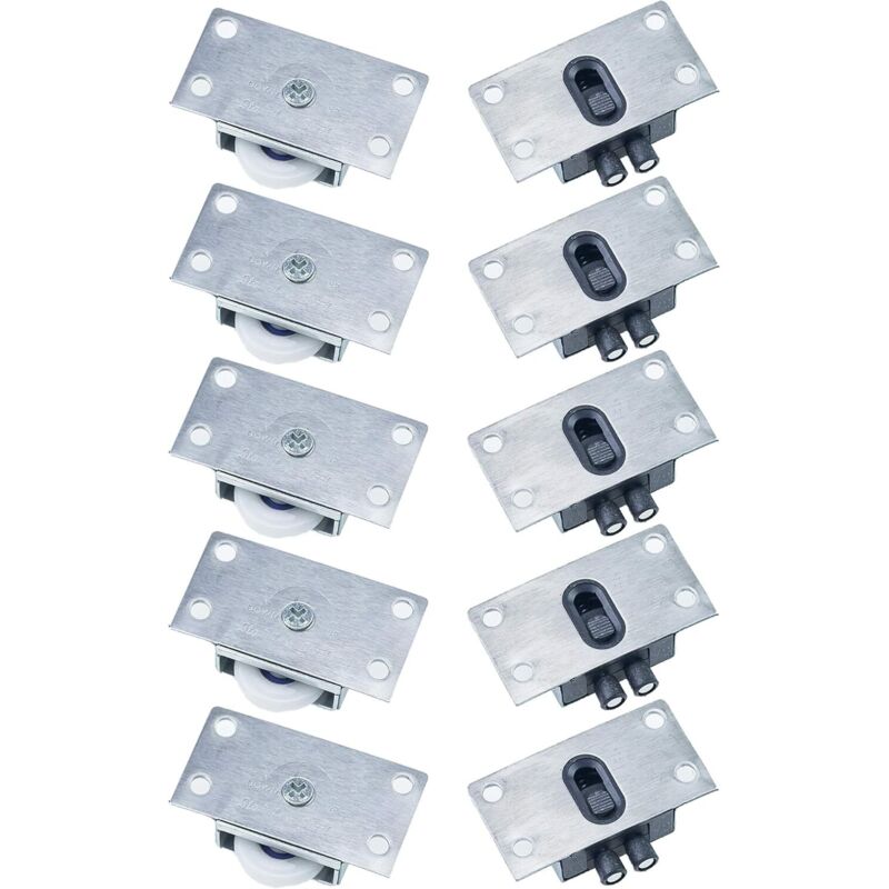 Linghhang – Lot de 5 galets de roulement pour portes coulissantes – Acier inoxydable et nylon – Silencieux et anti-rouille – Pour armoires et fenêtres
