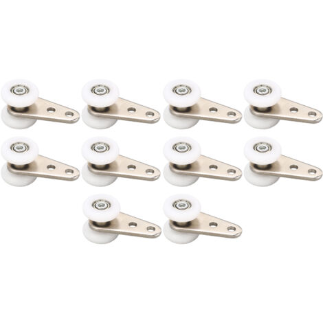 10 Galets de Roulement en Nylon 23mm avec Support en Acier Inoxydable pour Porte Coulissante et Fenêtre, Blanc