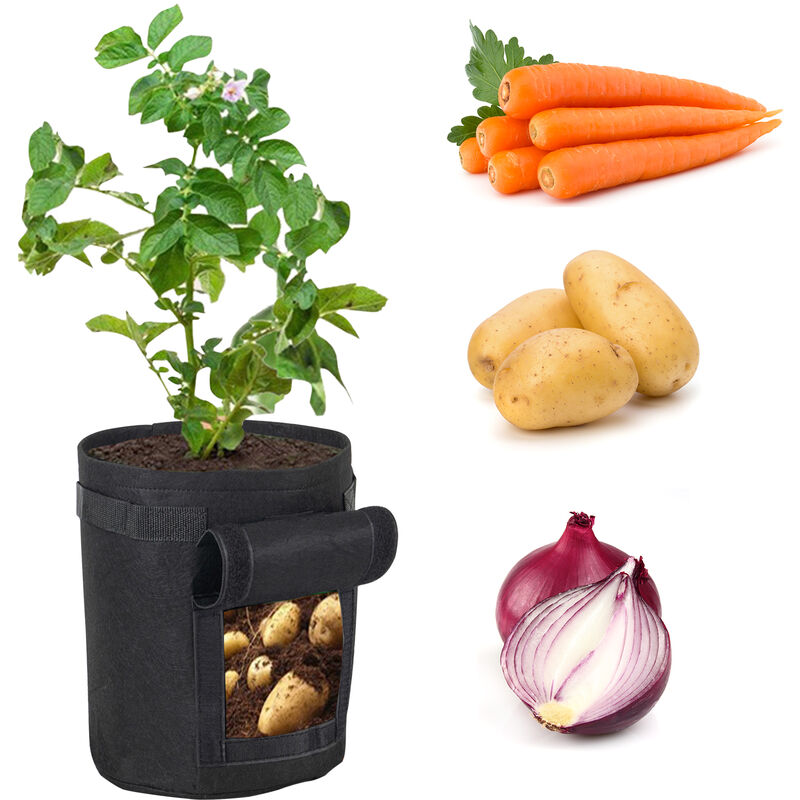 

10 galones de patata bolsas de crecimiento vegetal Planter Box Grow bolsa de tela no tejida transpirable Jardin Crecer bolsa con asas de acceso Flap