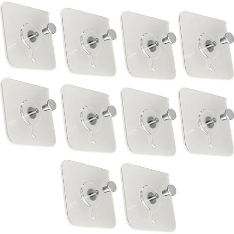 10 ganchos adhesivos sin necesidad de taladrar, de alta capacidad de carga, impermeables y fáciles de instalar, ideales para marcos de fotos de pared.