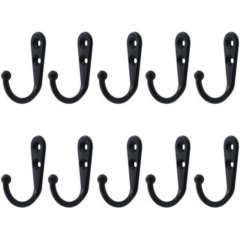 10 ganchos de pared, perchero de pared con tornillos, perchero vintage para dormitorio, baño, negro