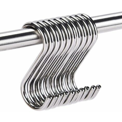 10 ganchos en forma de S de acero inoxidable, ganchos para colgar, ganchos para cocina, baño, estufa