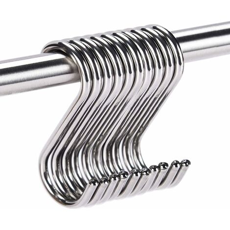 10 ganchos en forma de S de acero inoxidable, ganchos para colgar, ganchos para cocina, baño, estufa