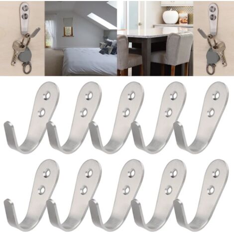 10 ganci in acciaio inox per vestiti/cappelli/armadi/pareti