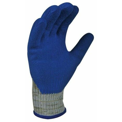 10 Gant Support Tricote Fibre Kevlar Enduction Latex Bleu Taille 8