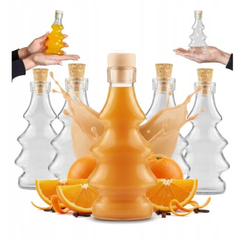 10 Glasflaschen mit 3D-Weihnachtsbaummotiv, 100 ml, für Liköre, Säfte, Weihnachten