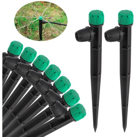 (10 goutteurs) Arroseur à pointes réglable, support à 8 trous, goutteur pour jardin, pelouse, fleurs en pot, irrigation par gouttelettes sur piquet