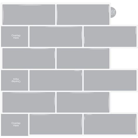 10 Grey Kitchen Backsplash Adhesive Wall Tiles (30.5 x 30.5 cm)