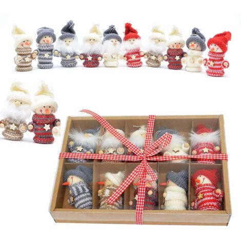 10 Handmade Christmas Tree Hanging Box Set Xmas Home Decor Novelty Gifts, Multi