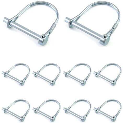 10 imperdibles en forma de D de acero al carbono galvanizado para césped y remolques – 6 x 50 mm