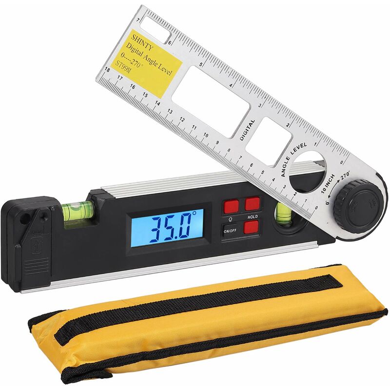 10 inch Digital Protractor with lcd Display 180mm Ruler 0-270° Digital Protractor Digital Inclinometer with Bull Level Display