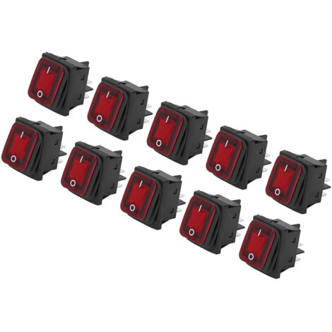 10 Interrupteurs à Bascule ON/OFF 2 Positions 30A 250V AC avec Indicateur LED Rouge 4 Broches pour Applications Marines