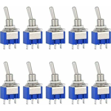10 interruptores basculantes mini de 3 pines y 2 posiciones, CA 125 V, 6 A, encendido/encendido, para Arduino, coche, camión, barco, vehículo