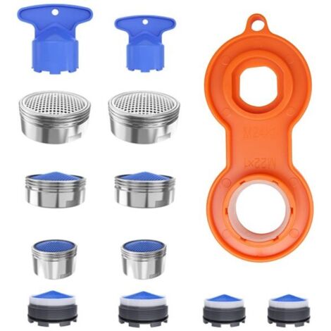 10 jeux d'aérateurs de robinet M18/M20/M22/M24, pièces de rechange pour aérateur de robinet à filtre économe en eau - filetage extérieur (M21,5)