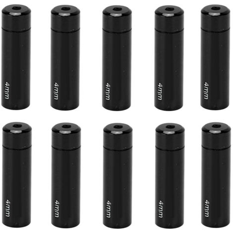 10 Kabelendkappen aus Aluminiumlegierung (4 mm) für Fahrrad-Schaltzüge, kompatibel mit Rennrädern und Mountainbikes, Schwarz
