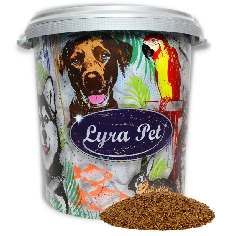 10 kg de graines de lin Lyra Pet dans un bac de 30 l