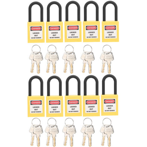 10 Kits de Cadenas de Sécurité 38mm Antipoussière Nylon pour Usines - Jaune