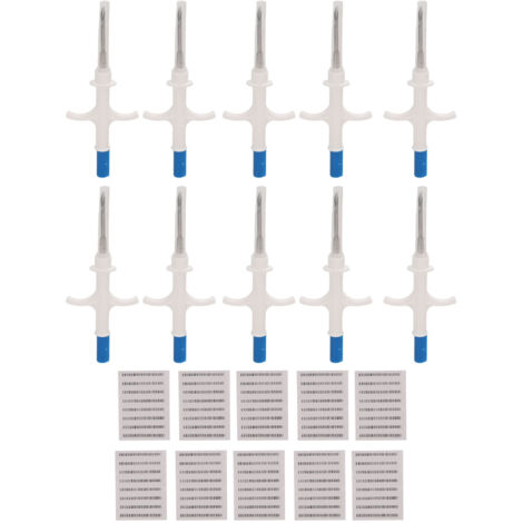10 Kits de Puce d'Identification Animale RFID ISO11784/11785, Implant 2.12x12mm pour Chats et Chiens