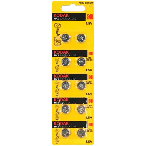 10 Knopfzellen AG10 Super Alkaline 1.5V KODAK