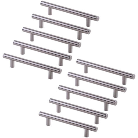 10 Küchengriffe aus Edelstahl in T-Form, 128 mm, Ø 12 mm, inklusive Schrauben