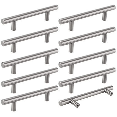 10 Küchengriffe Silber, Hohl Gebürstete Schrankgriffe, Türgriffe aus Edelstahl, mit Schrauben, Bohrlochabstand 128mm, für Schrank Schublade Schranktür