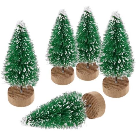 10 künstliche Weihnachtsbäume, Mini-Weihnachtsbäume, Miniatur-Innendekoration fürs Büro (grün, Höhe 4,5 cm)