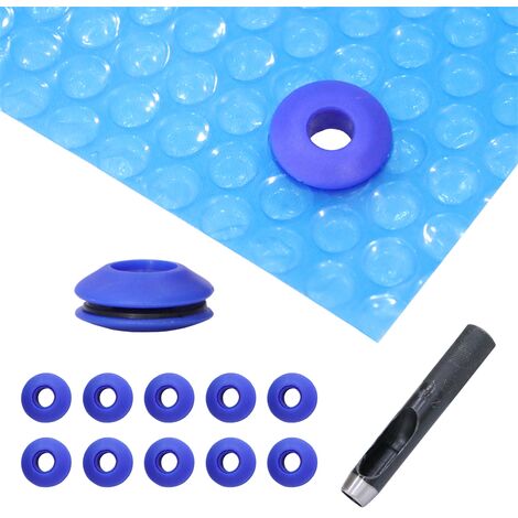 10 Kunststoff Ösen Blau + 1 Locheisen Poolfolie